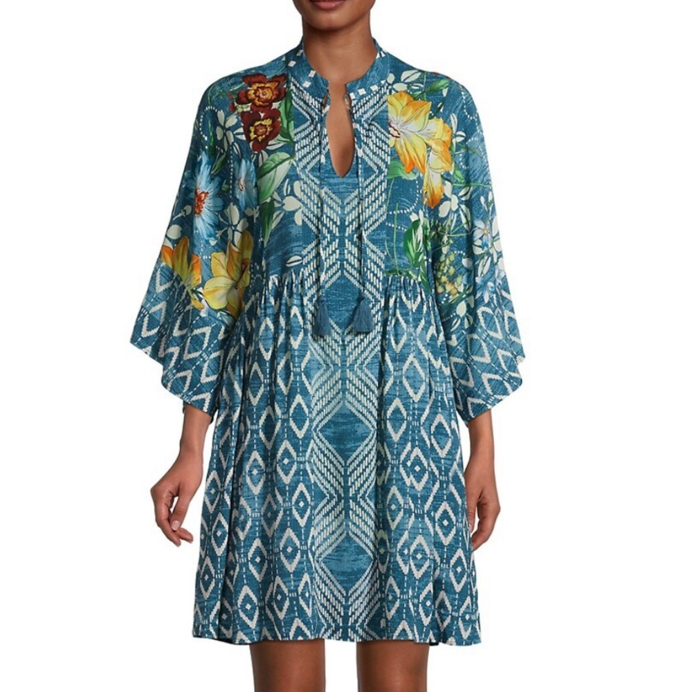 Printed Rayon Tunic Dress/ swim coverup
